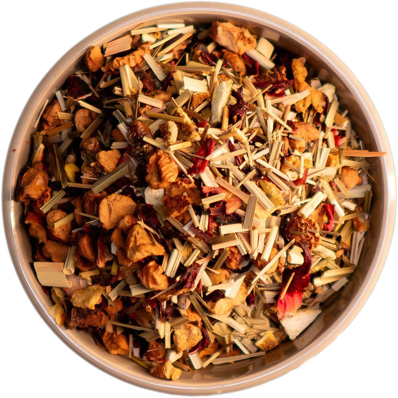 Bio Früchtetee mit kaltgepressten Ölen von Zitrone, Bergamotte, Limette und Lemongras, eine spritzig-belebende Mischung aus mediterranen und exotischen Aromen.